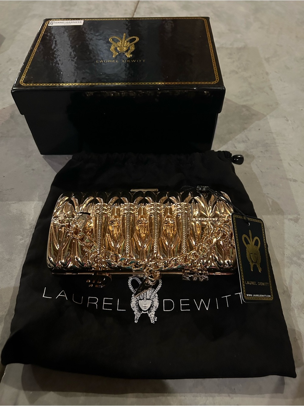 Laurel Dewitt Gold Metallic Evening Clutch